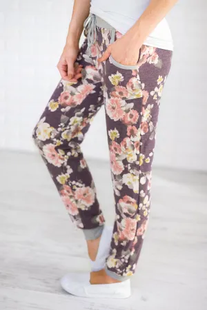 My Favorite Floral Joggers ~ Purple