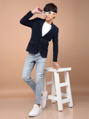 Navy Blue Single Breasted Blazer