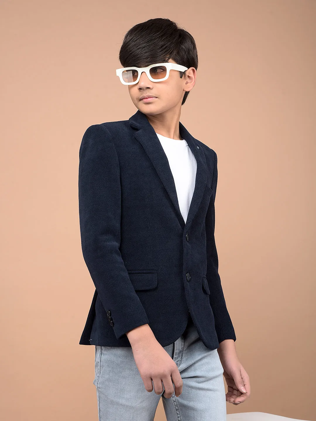 Navy Blue Single Breasted Blazer