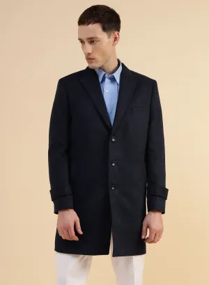 Navy Blue Tweed Long Coat