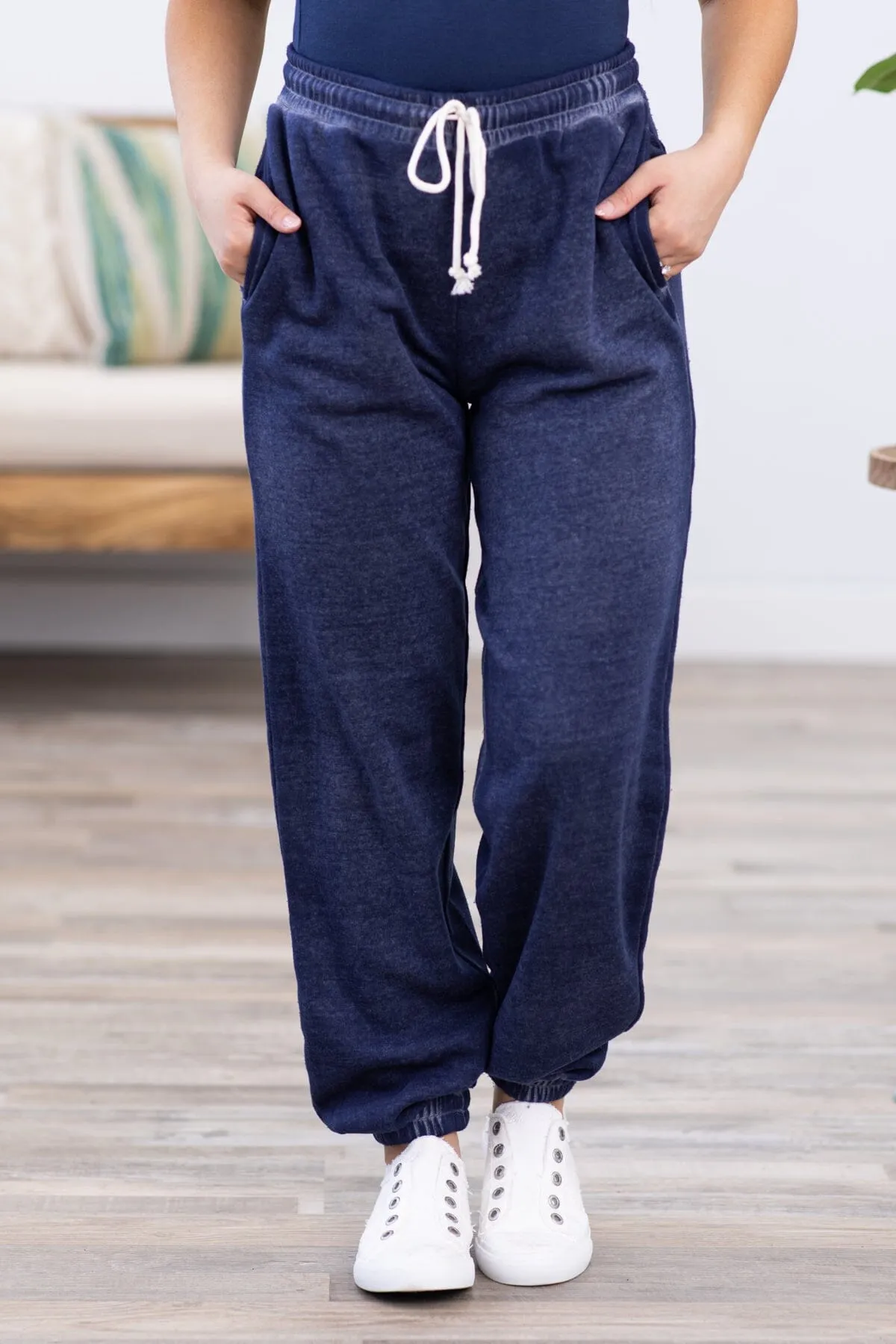 Navy Pigment Dyed Jogger Sweatpants