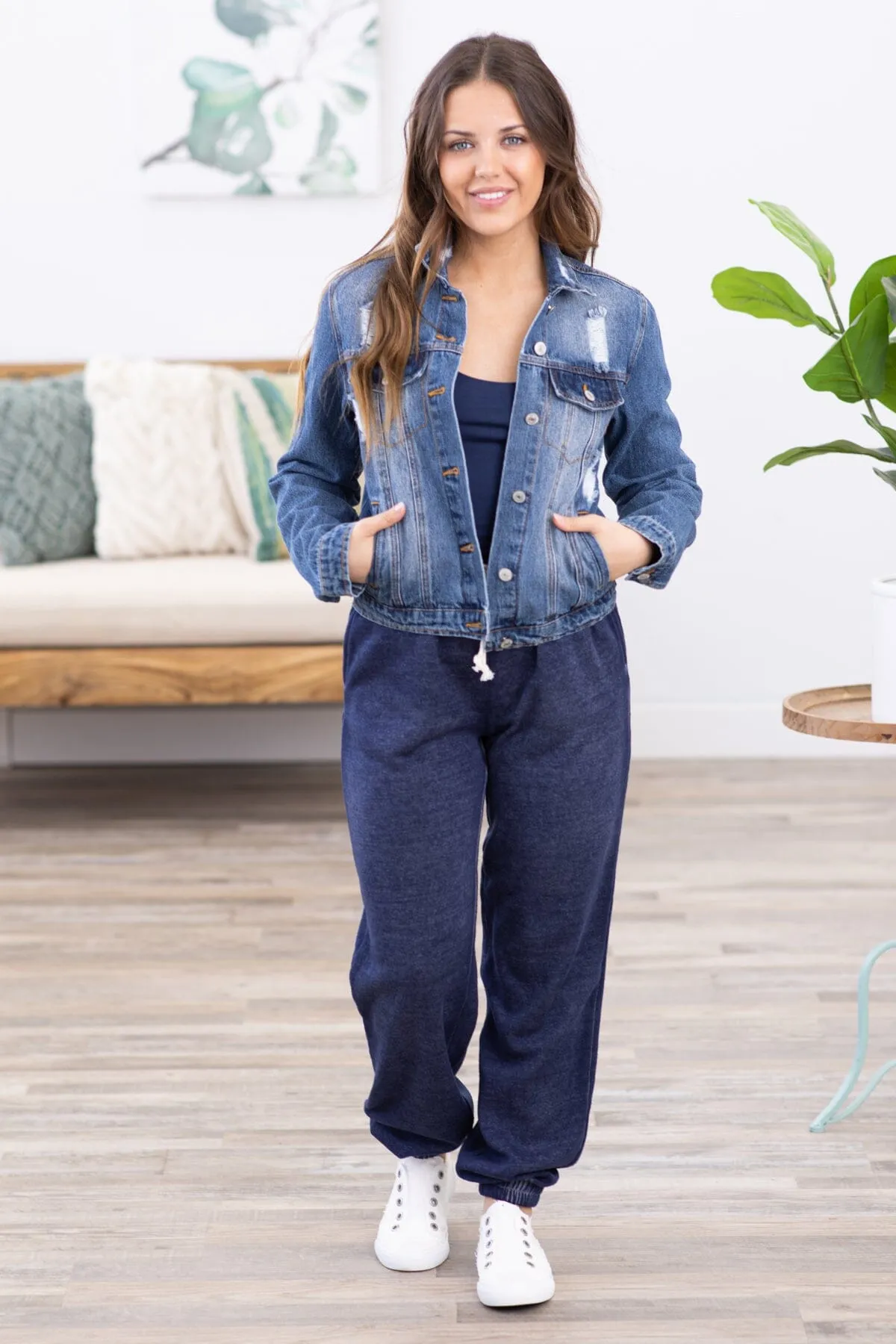 Navy Pigment Dyed Jogger Sweatpants