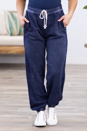 Navy Pigment Dyed Jogger Sweatpants