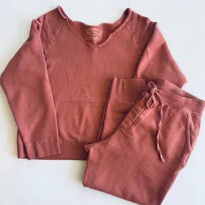 NILI LOTAN Issue 2609988 Clay Distressed Raw Scoop Neck Sweat Set Size Large