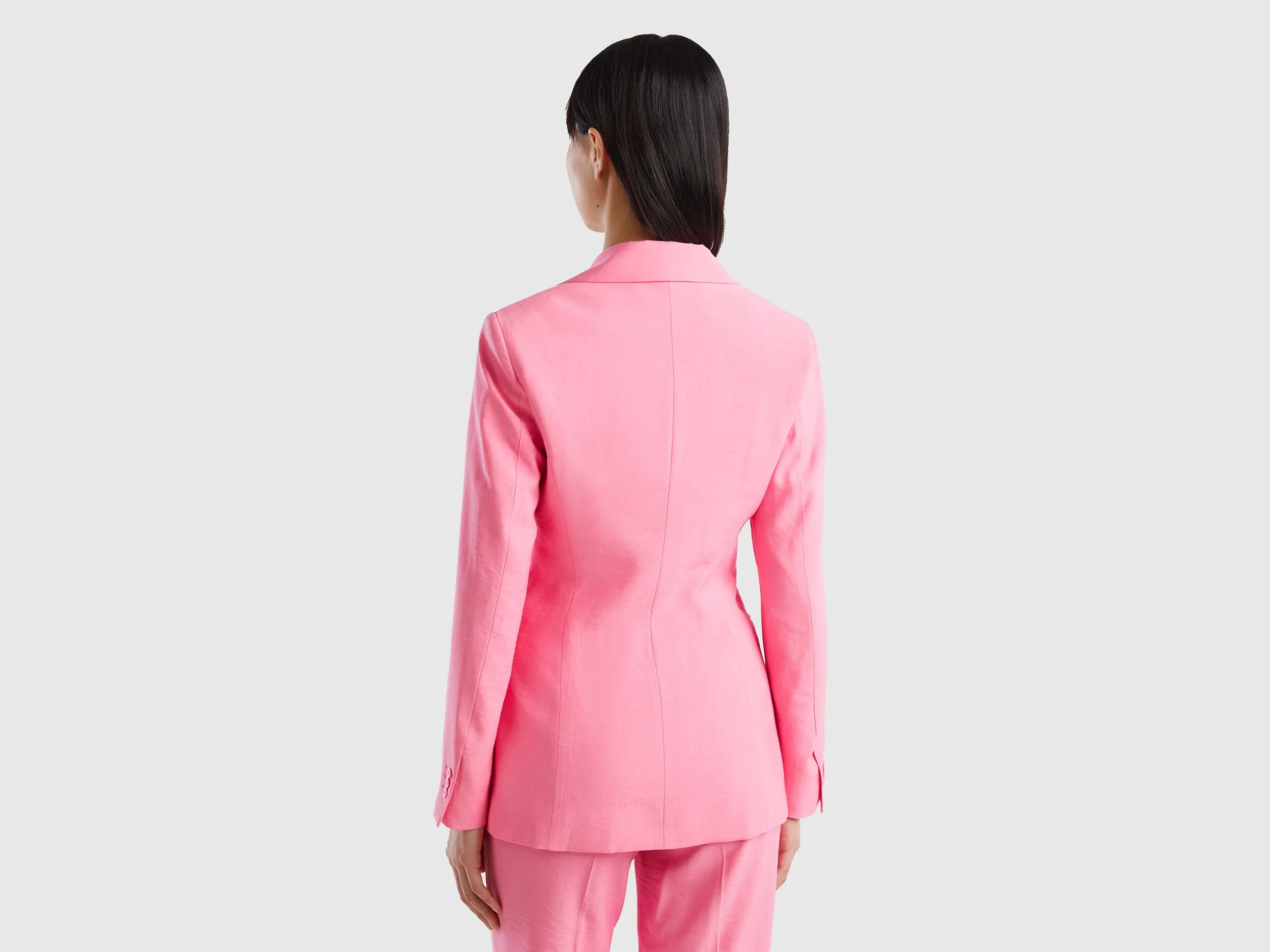 Notched Lapel Collar Solid Blazer