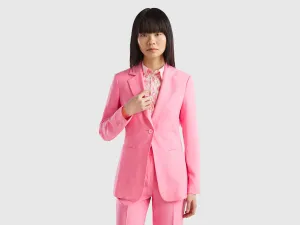 Notched Lapel Collar Solid Blazer