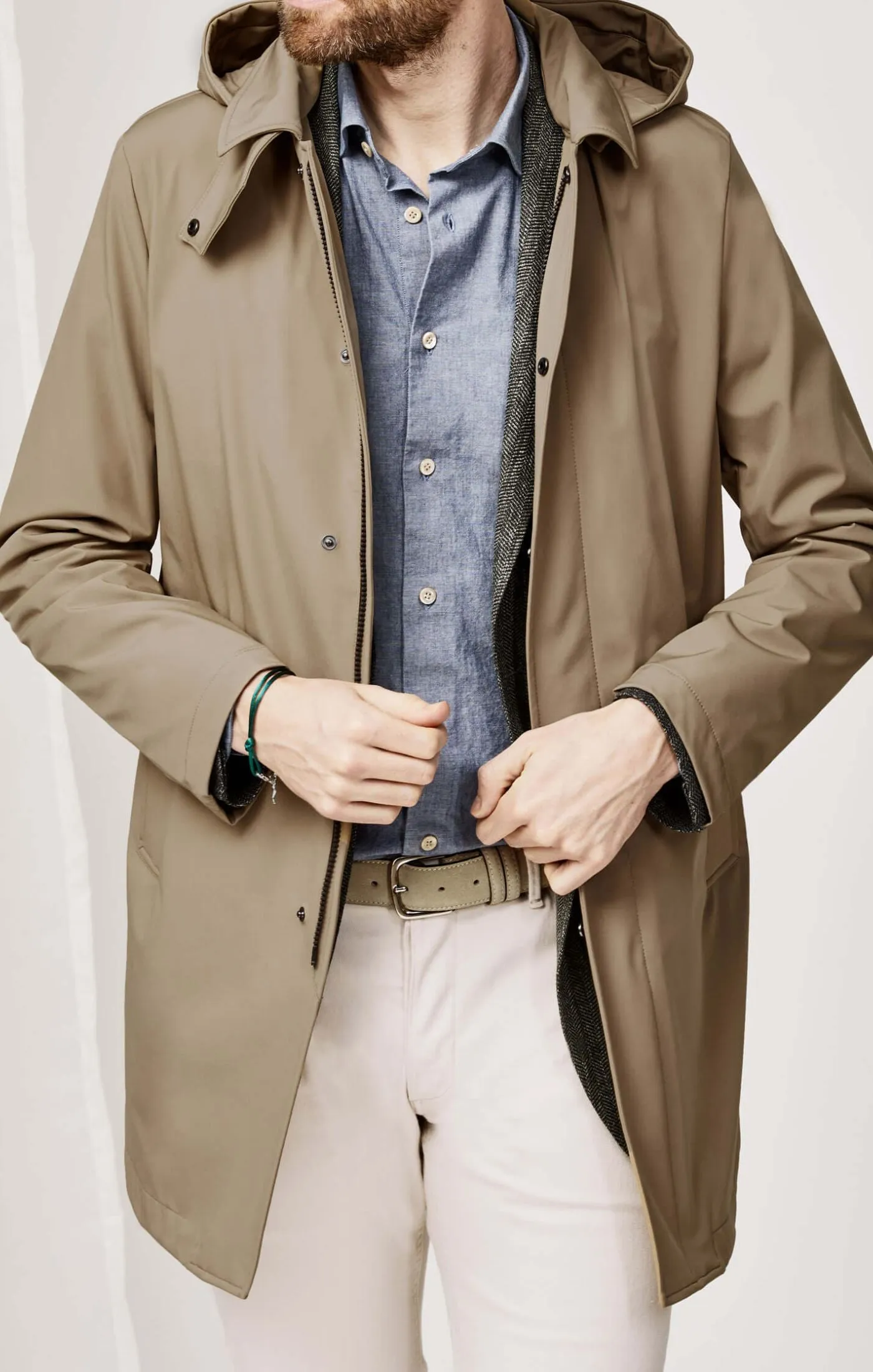 Olmetex Beige Stretch Unconstructed Bonded Water-Repellent Windbreaker