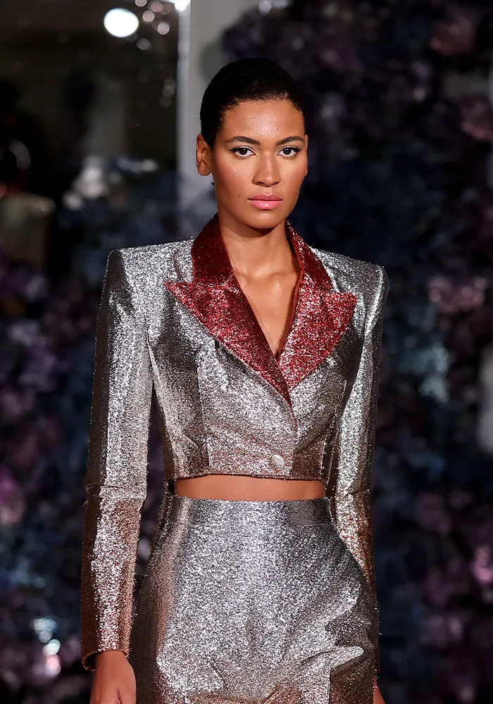 Ombre Metallic Coattail Blazer