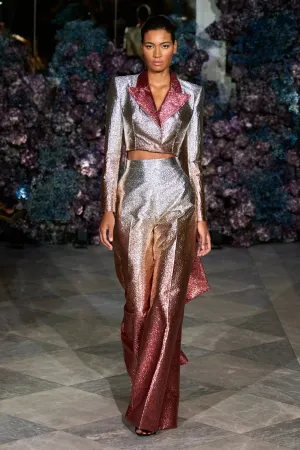 Ombre Metallic Coattail Blazer