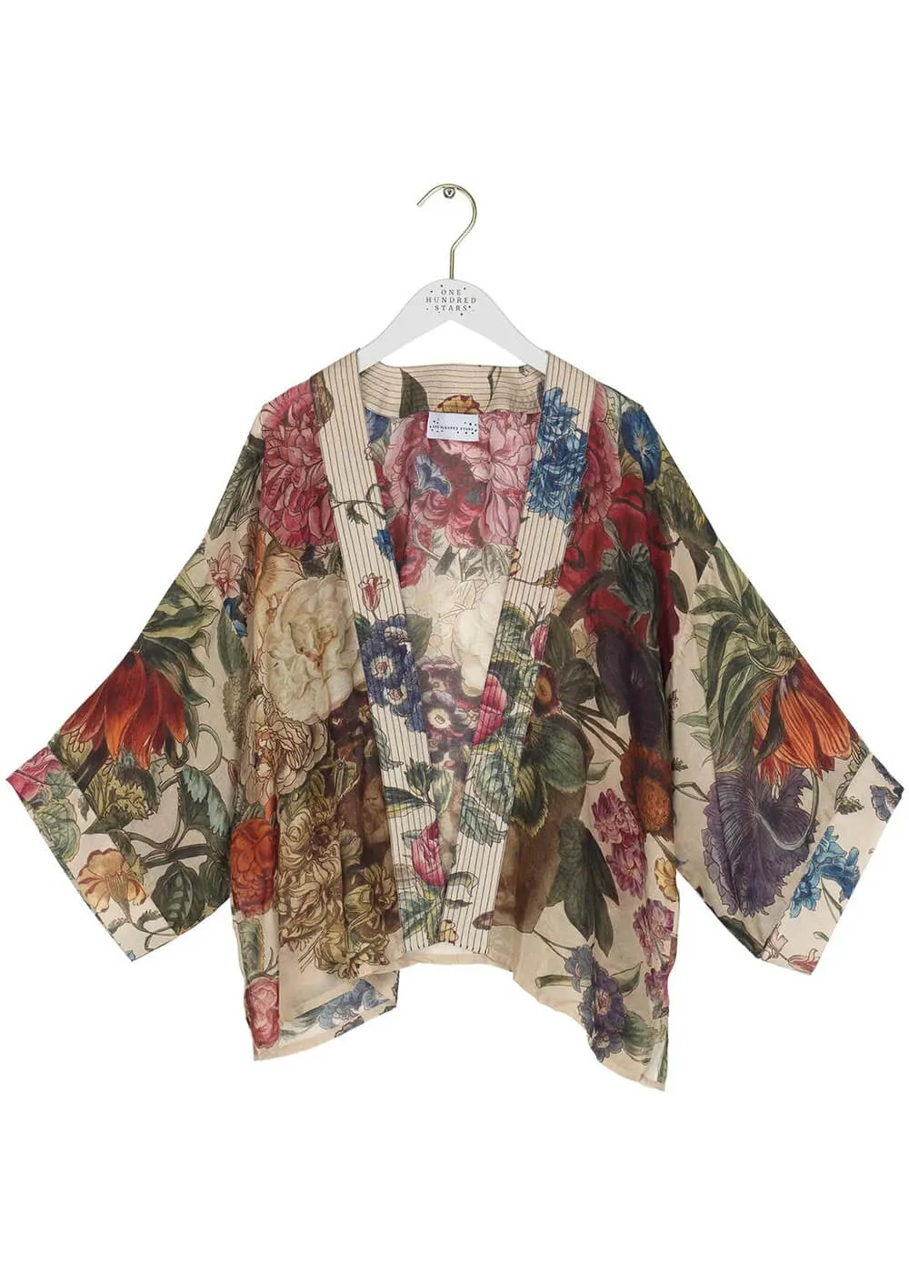 One Hundred Stars Primula Short Kimono Stone Beige