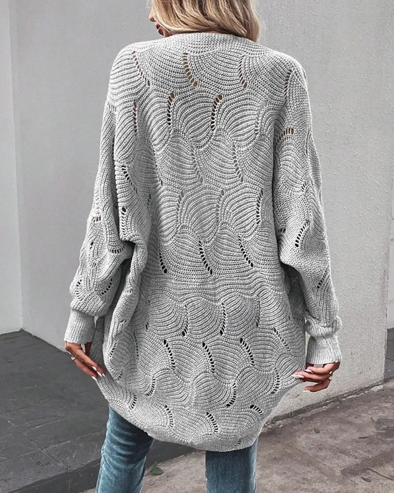Open Front Long Sleeve Knit Cardigan
