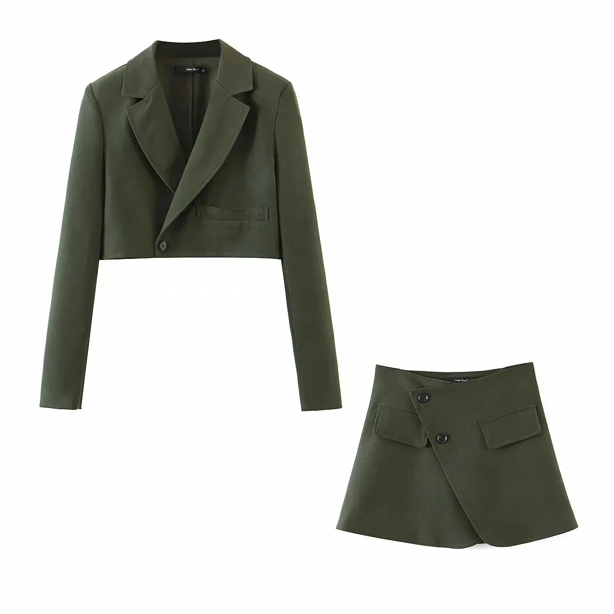 Pile Collar Lapel Blazer Skirt Two-piece Set