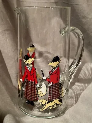 Pitcher Vintage Glass Cera Showing a Lady Side Saddle MFH