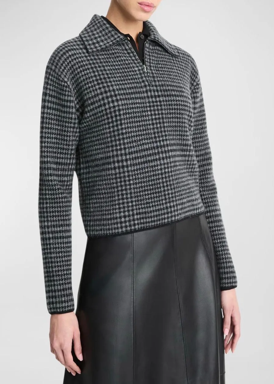 Plaid Half Zip Pullover (Smoke/Black)