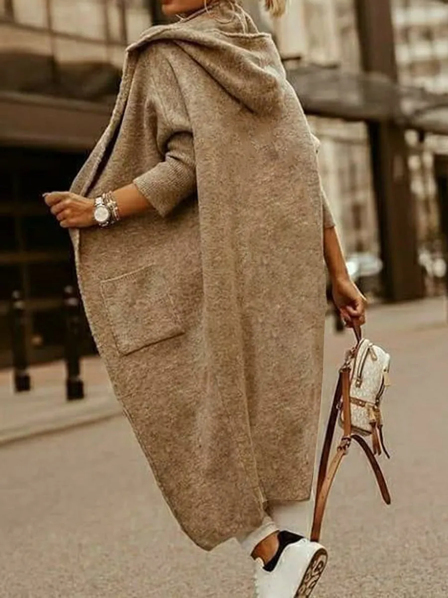 Pocket Hooded Casual Cardigan