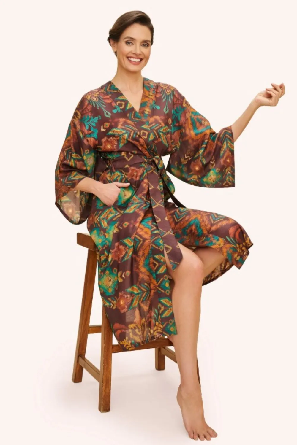 POWDER KIMONO CHOCOLATE IKAT