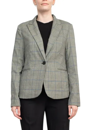 Premise Notched Collar Long Sleeve One Button Knit Blazer