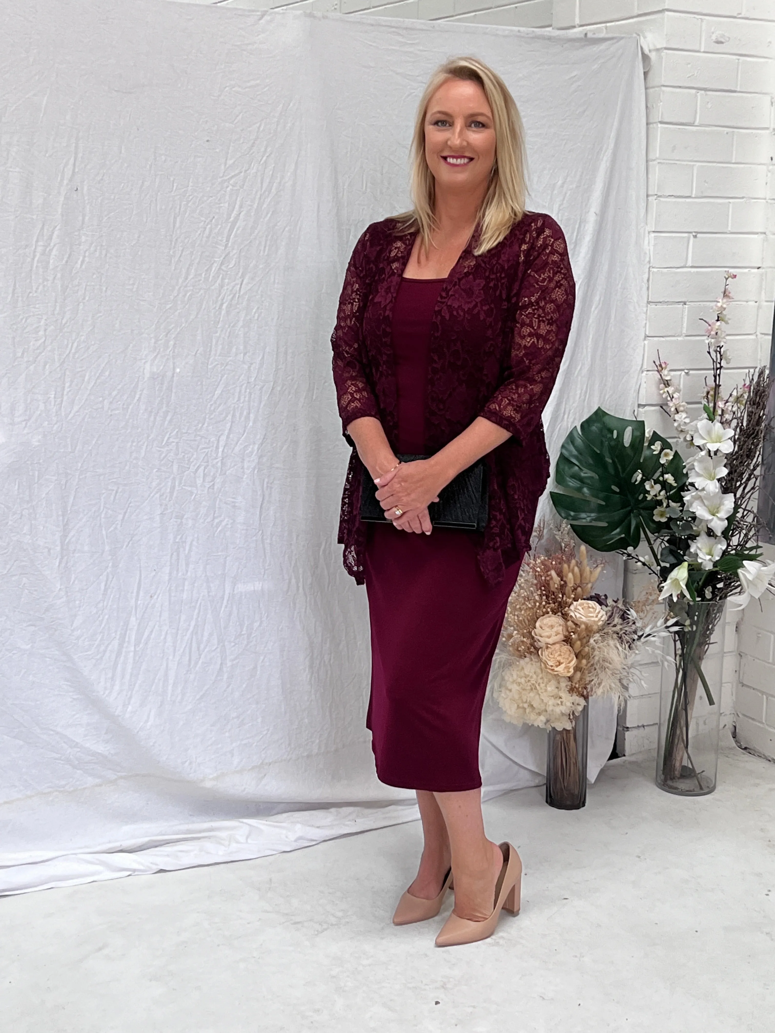 Queen Burgundy Lace Cardigan