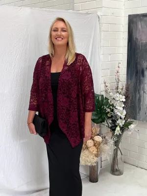 Queen Burgundy Lace Cardigan