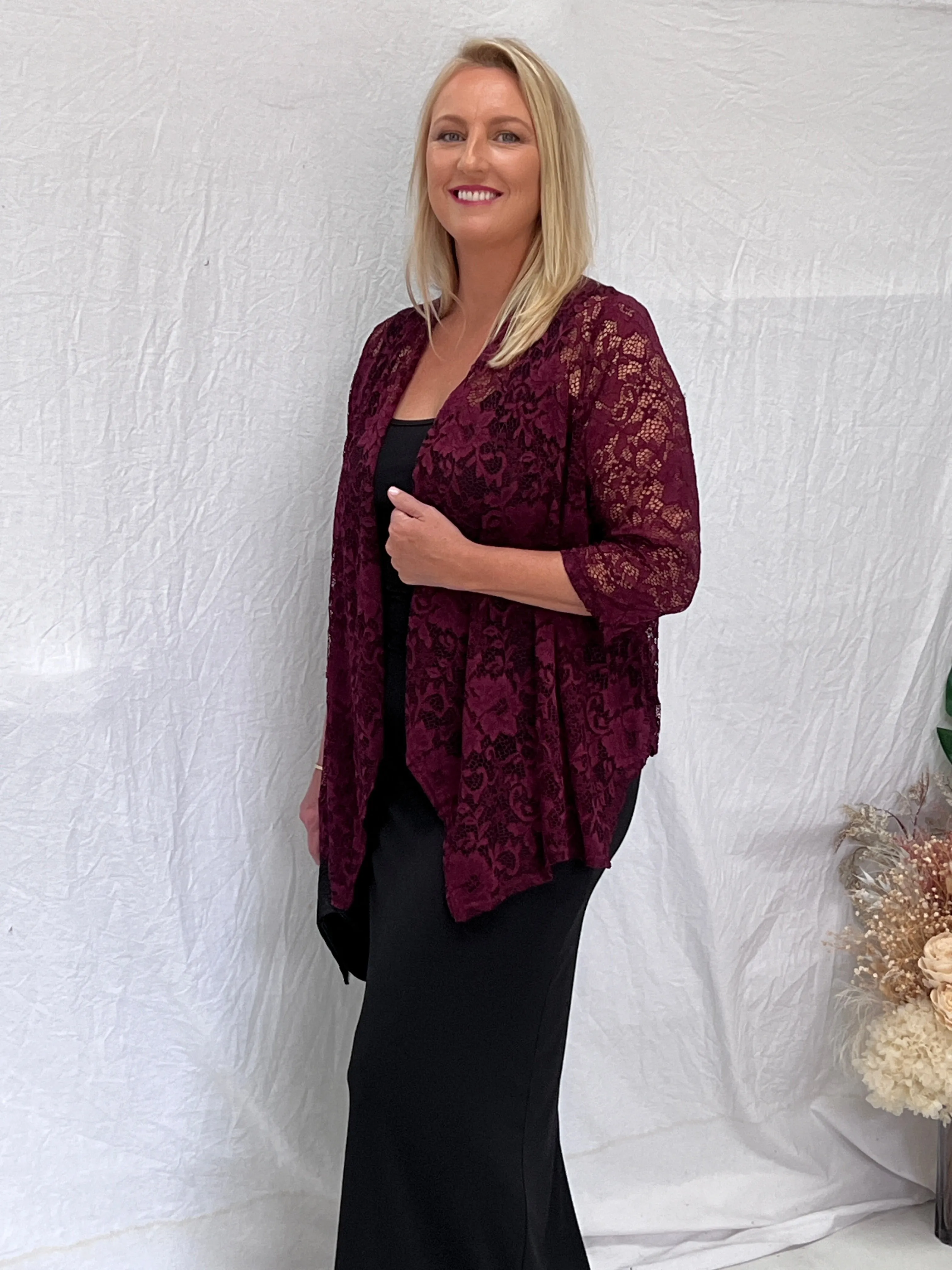 Queen Burgundy Lace Cardigan