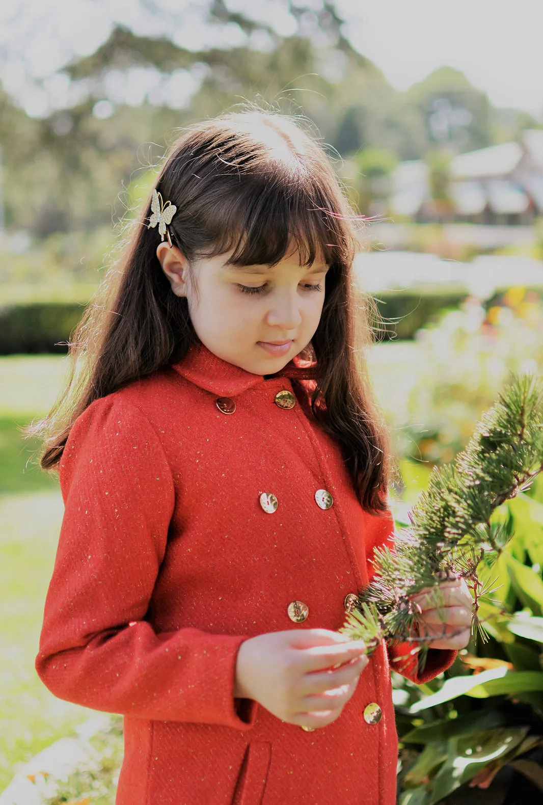 Red & Gold Speckled Woolen Coat