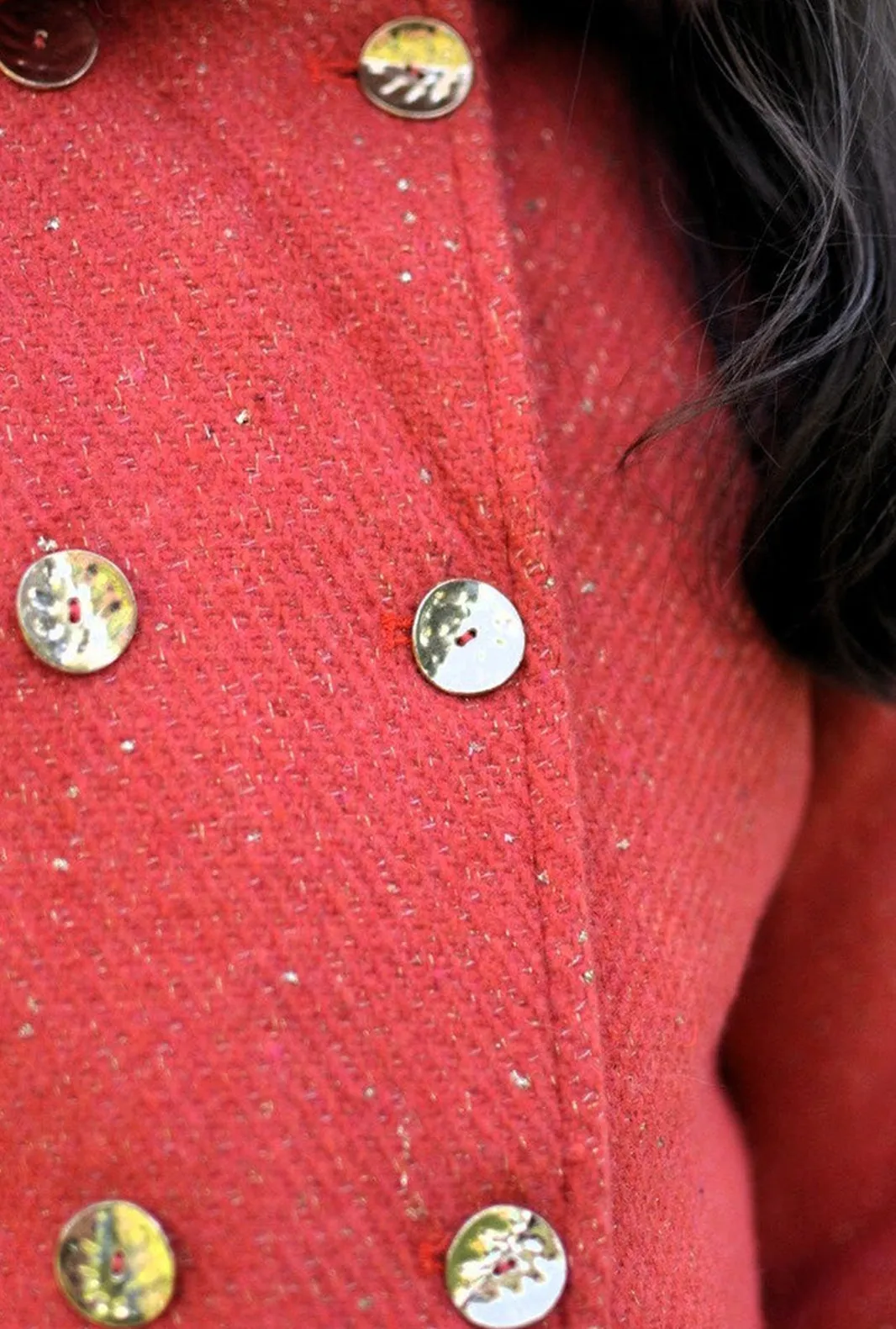 Red & Gold Speckled Woolen Coat