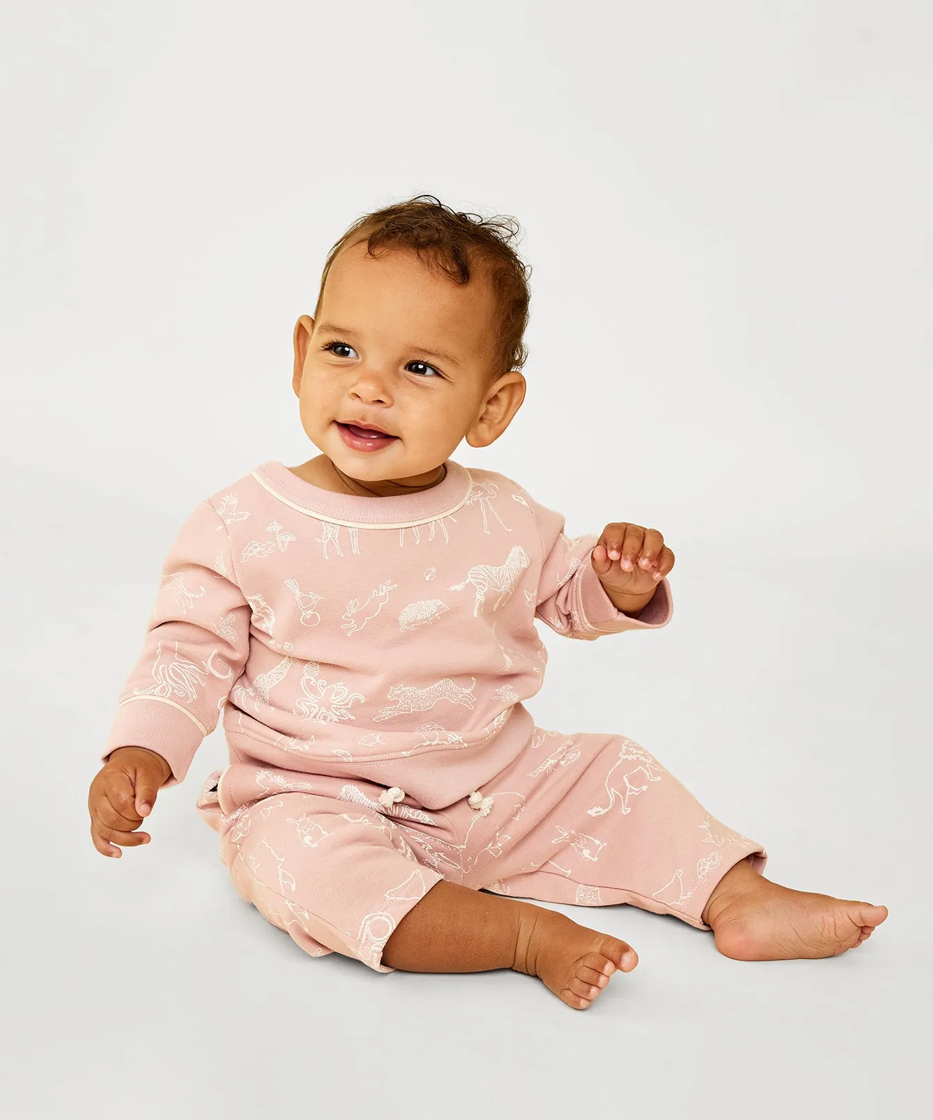 Remy Baby Sweatshirt, Rose Animal Parade