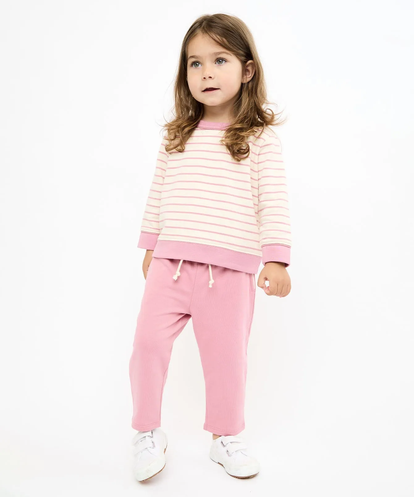 Remy Baby Sweatshirt, Rose French Stripe