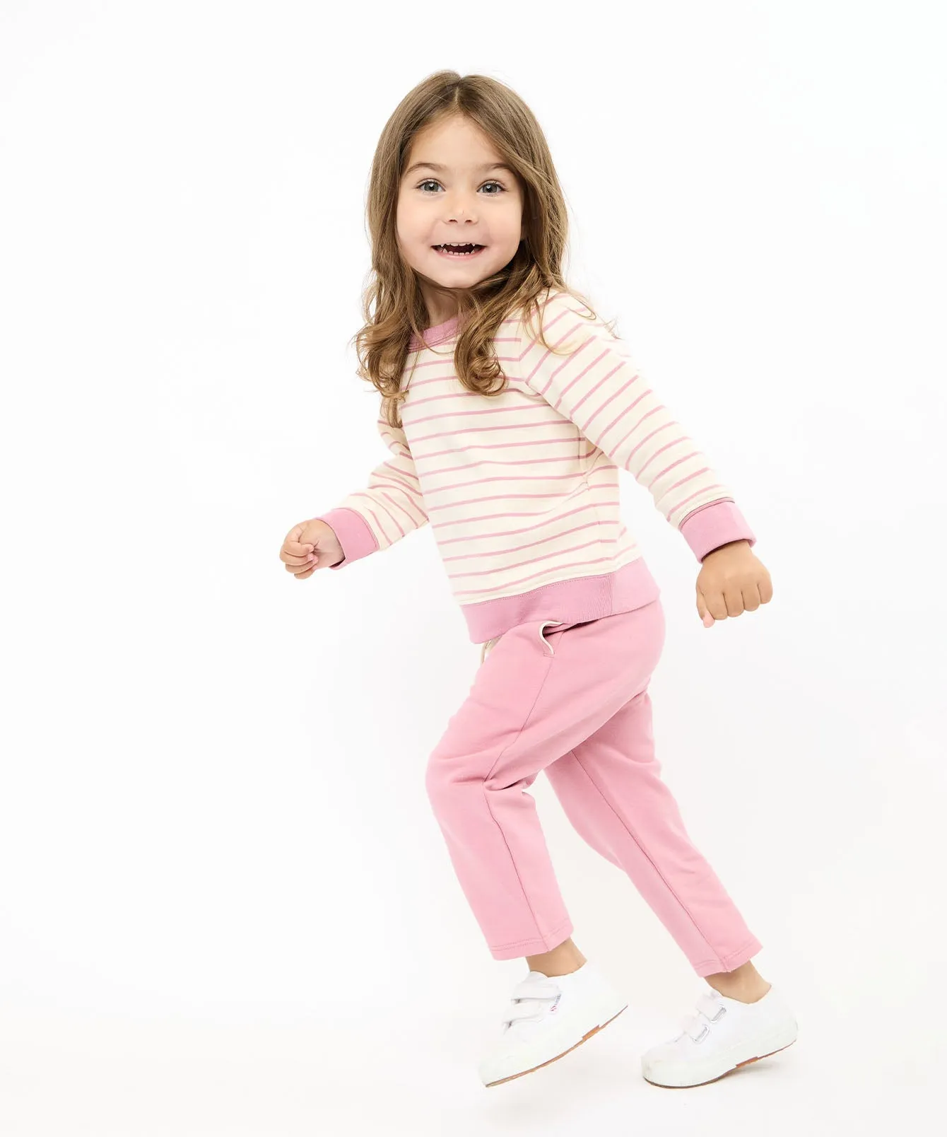 Remy Baby Sweatshirt, Rose French Stripe