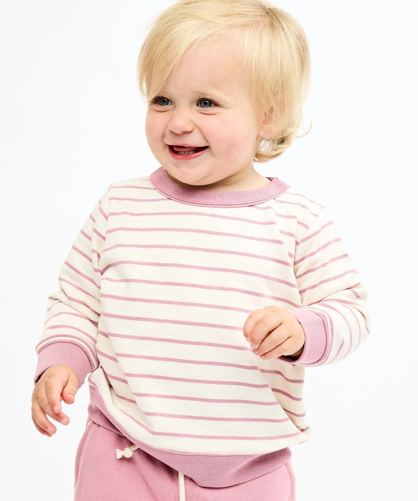 Remy Baby Sweatshirt, Rose French Stripe