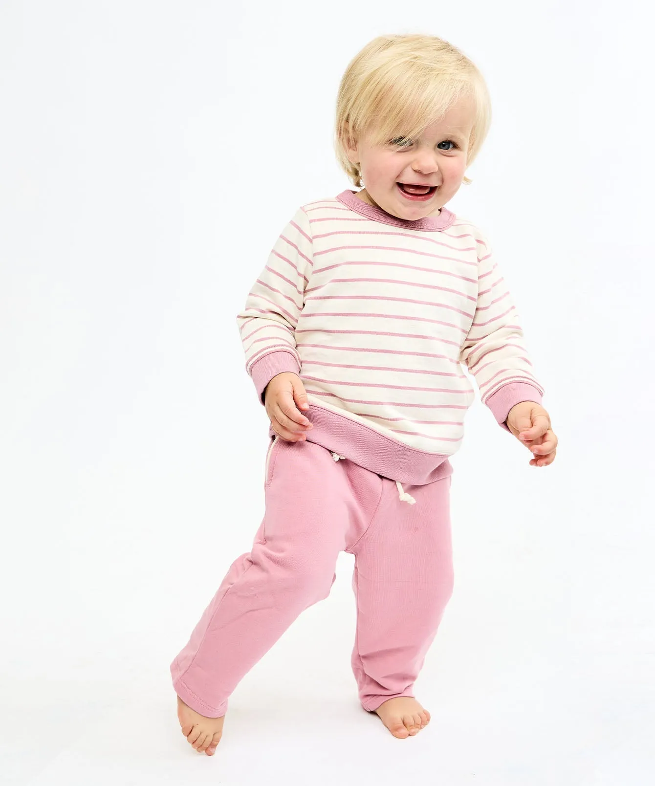 Remy Baby Sweatshirt, Rose French Stripe