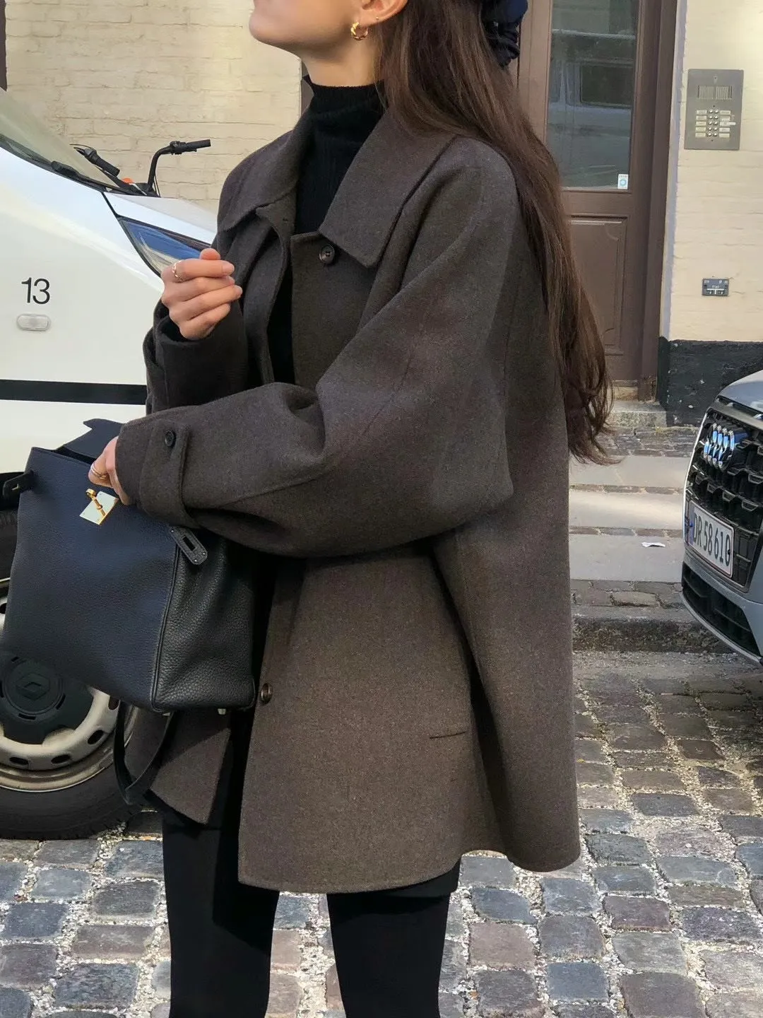 Retro Single-breasted Mid-length Woolen Jacket