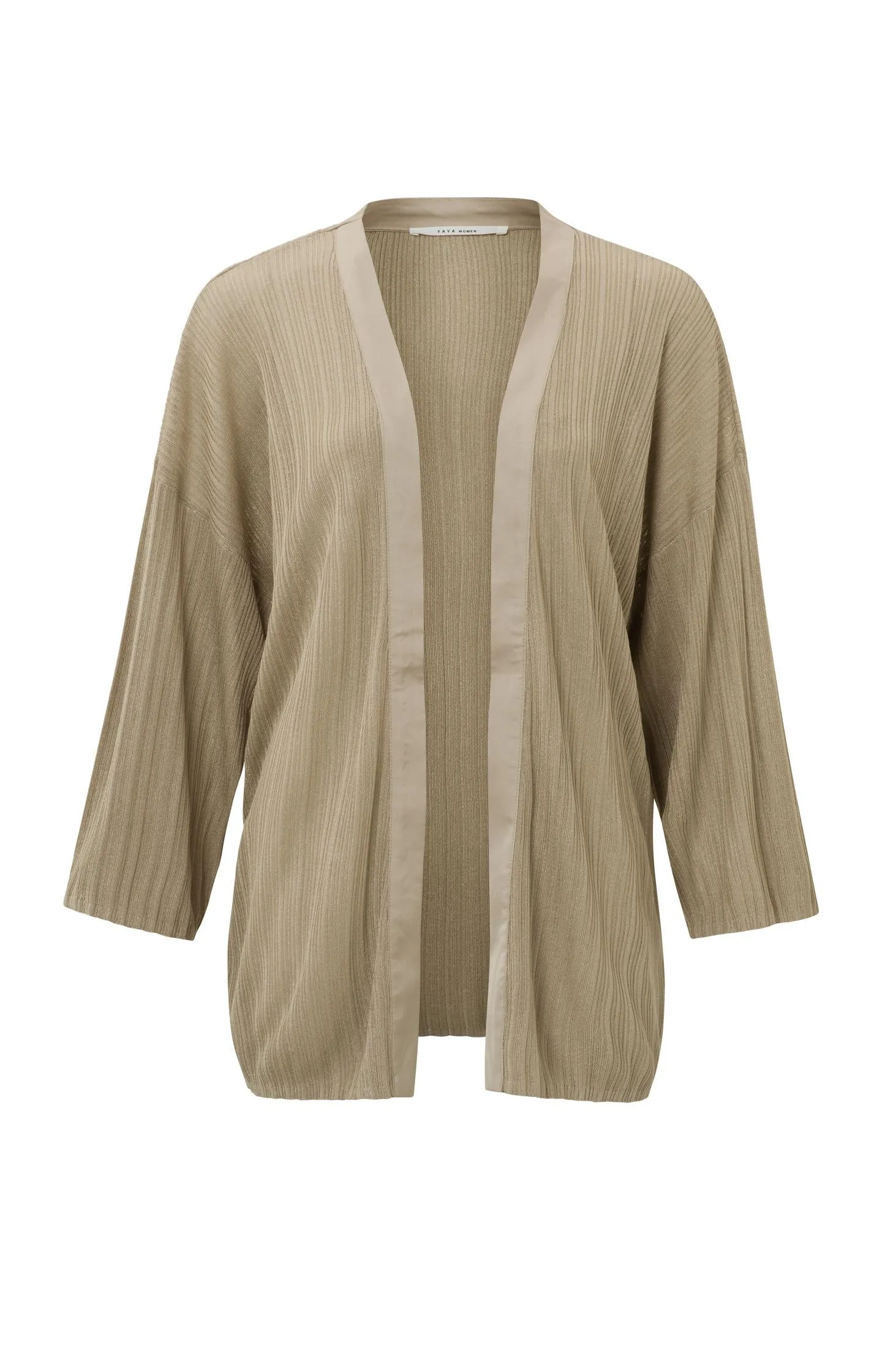 Ribbed kimono with 7/8 sleeves and dropped shoulder seams