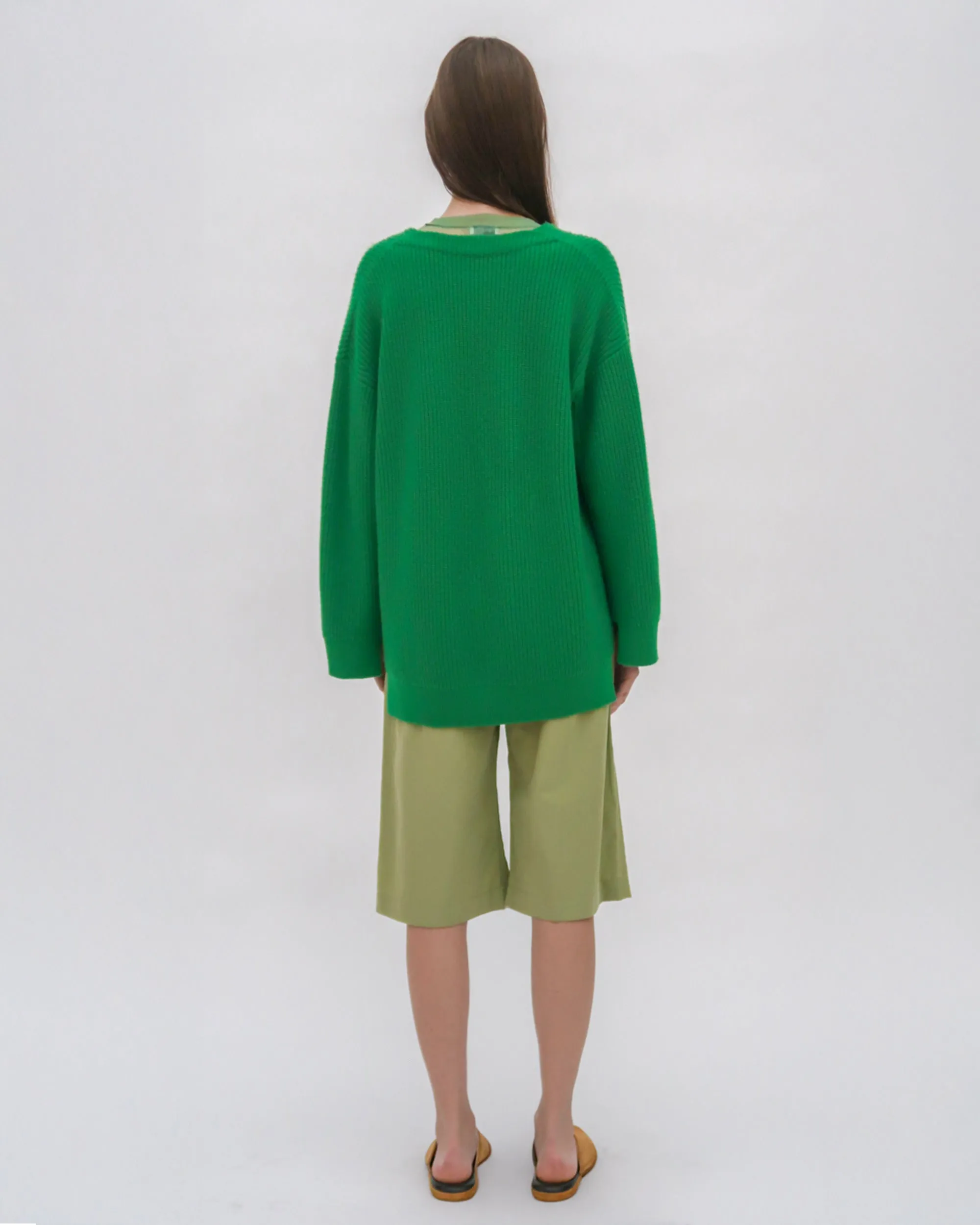 RIBBED PANELED CARDIGAN