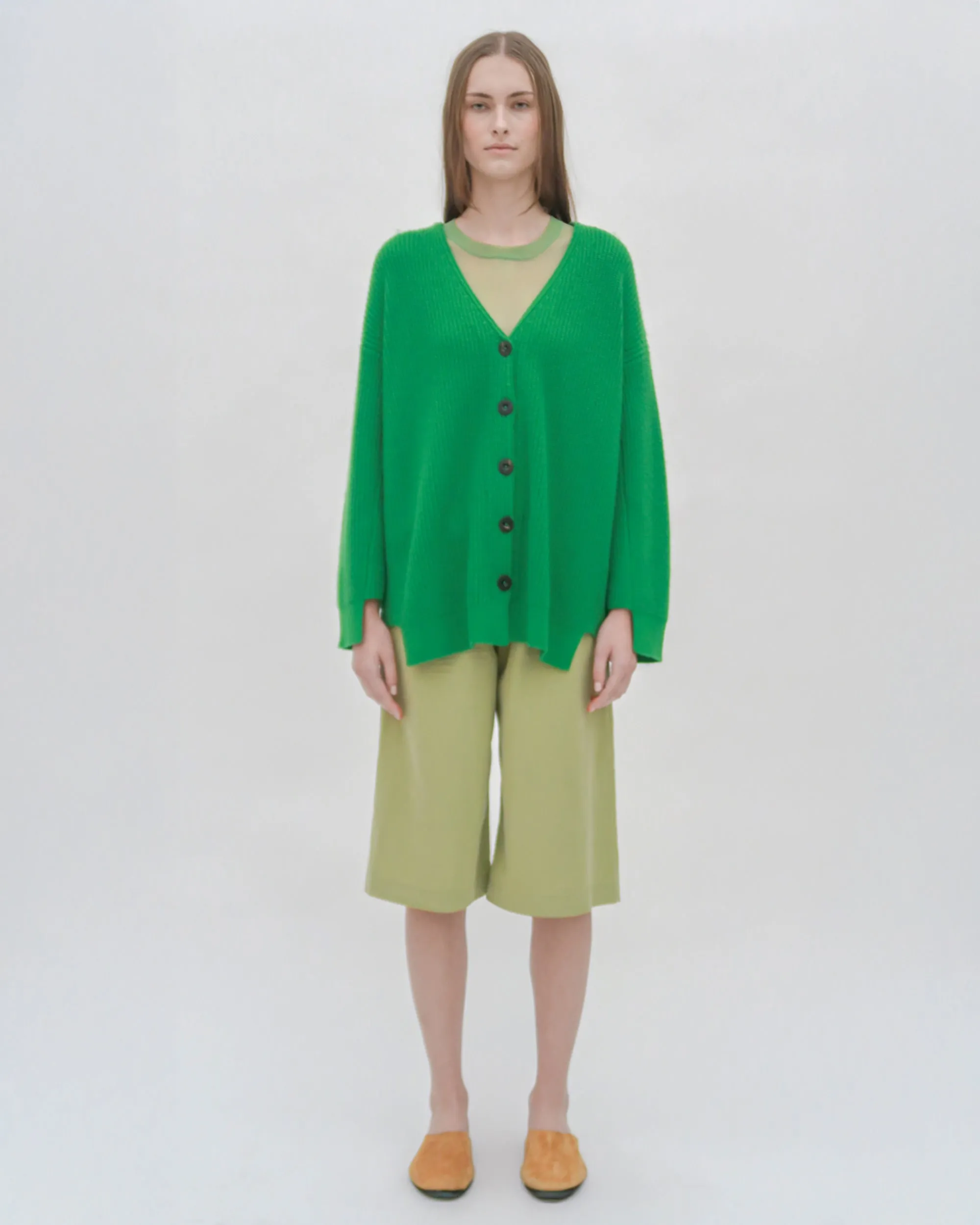 RIBBED PANELED CARDIGAN