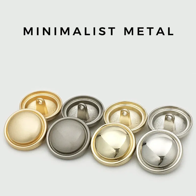 Round Slim-Edged Curved Mushroom Metal Buttons for Coats 20pcs