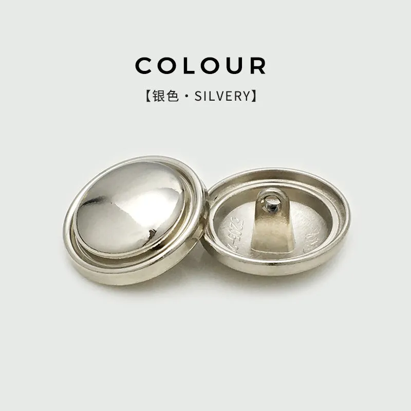 Round Slim-Edged Curved Mushroom Metal Buttons for Coats 20pcs