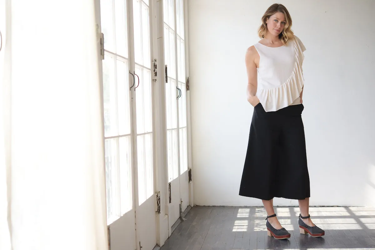 Ruffle cashmere top