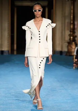 Ruffle Shoulder Blazer