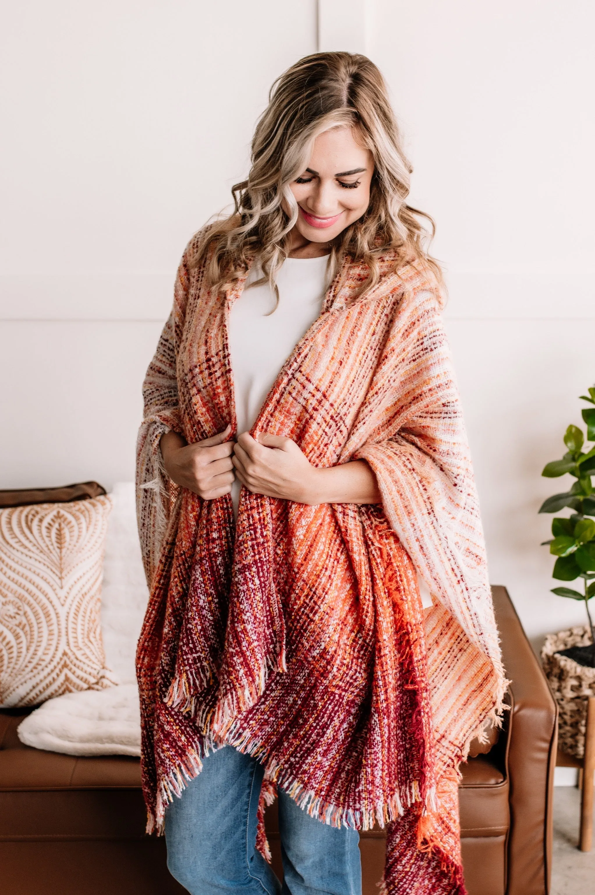 Run For Cover Hooded Knit Kimono In Autumn Sunrise