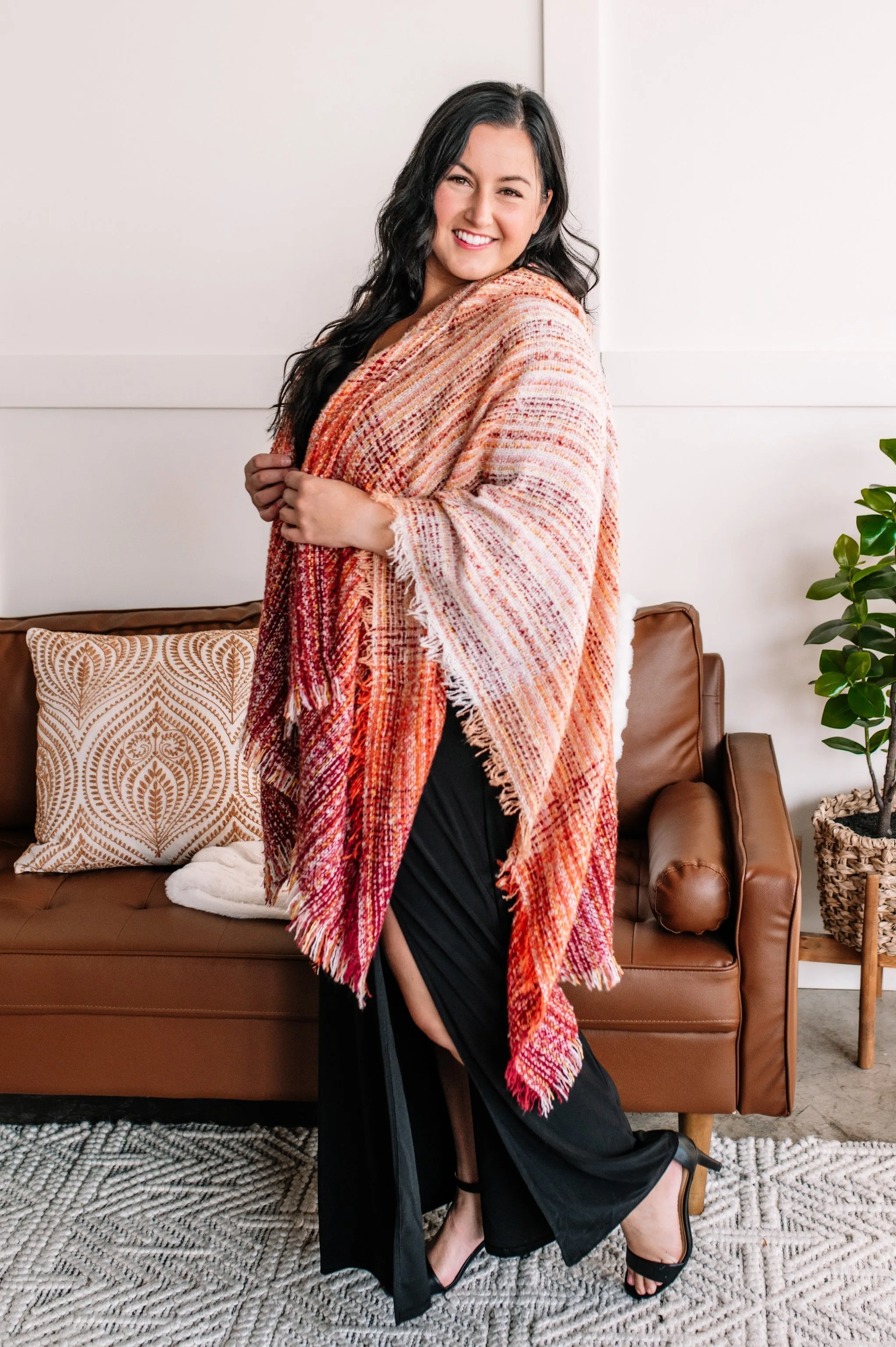 Run For Cover Hooded Knit Kimono In Autumn Sunrise