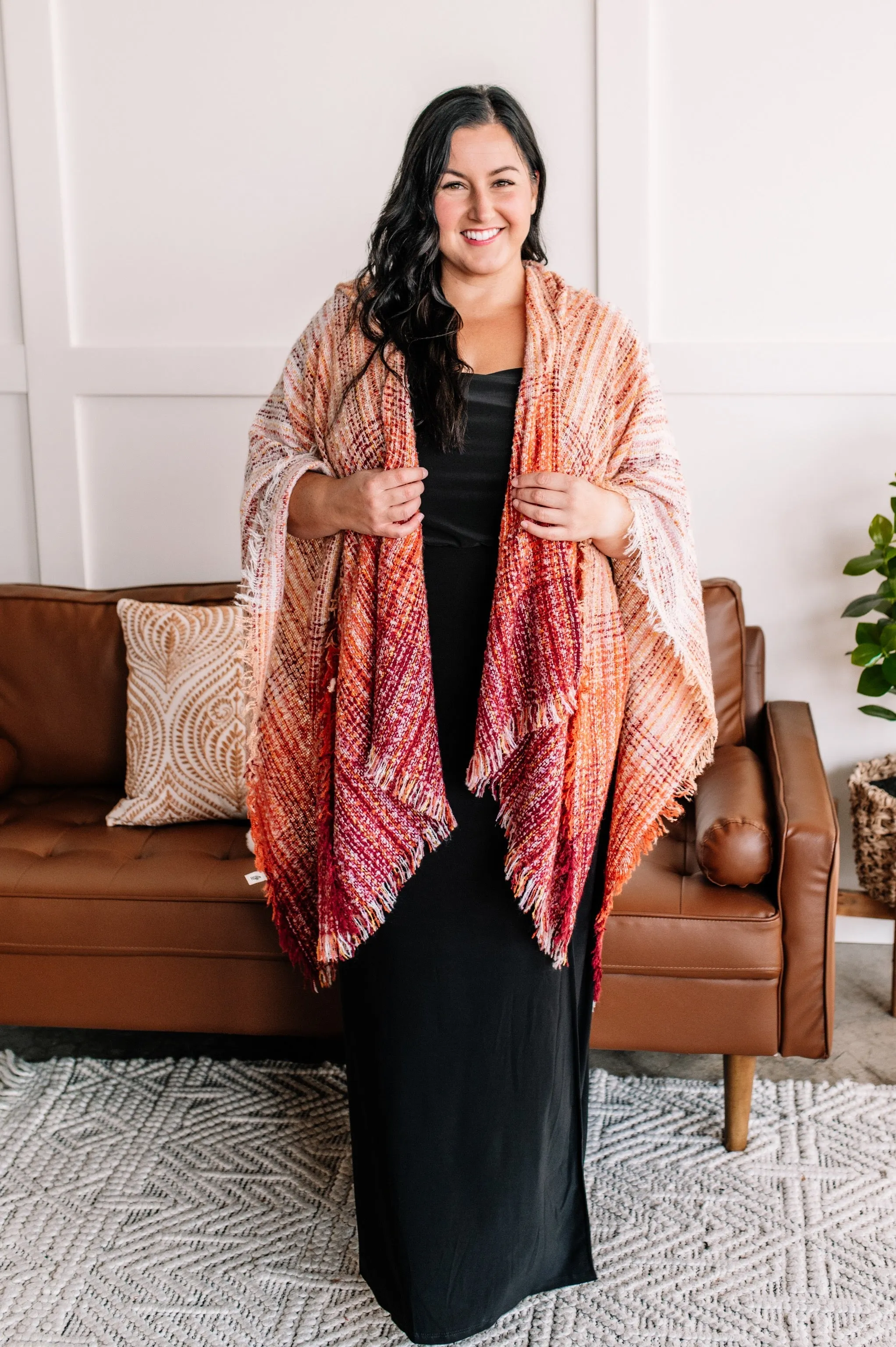 Run For Cover Hooded Knit Kimono In Autumn Sunrise