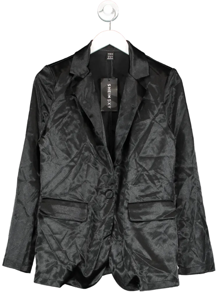 SHEIN Black Satin Blazer UK XS