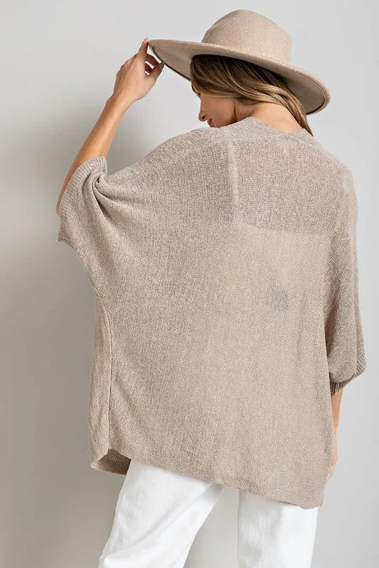 Short Sleeve Soft Oatmeal Cardigan