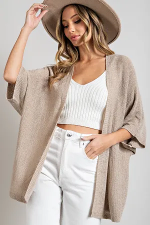 Short Sleeve Soft Oatmeal Cardigan