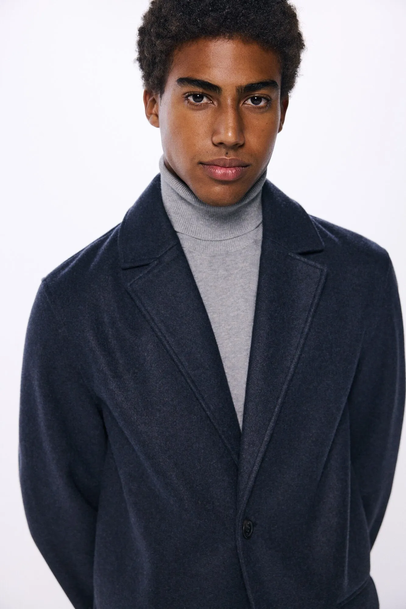 Short Wool -Effect Parka - Blue