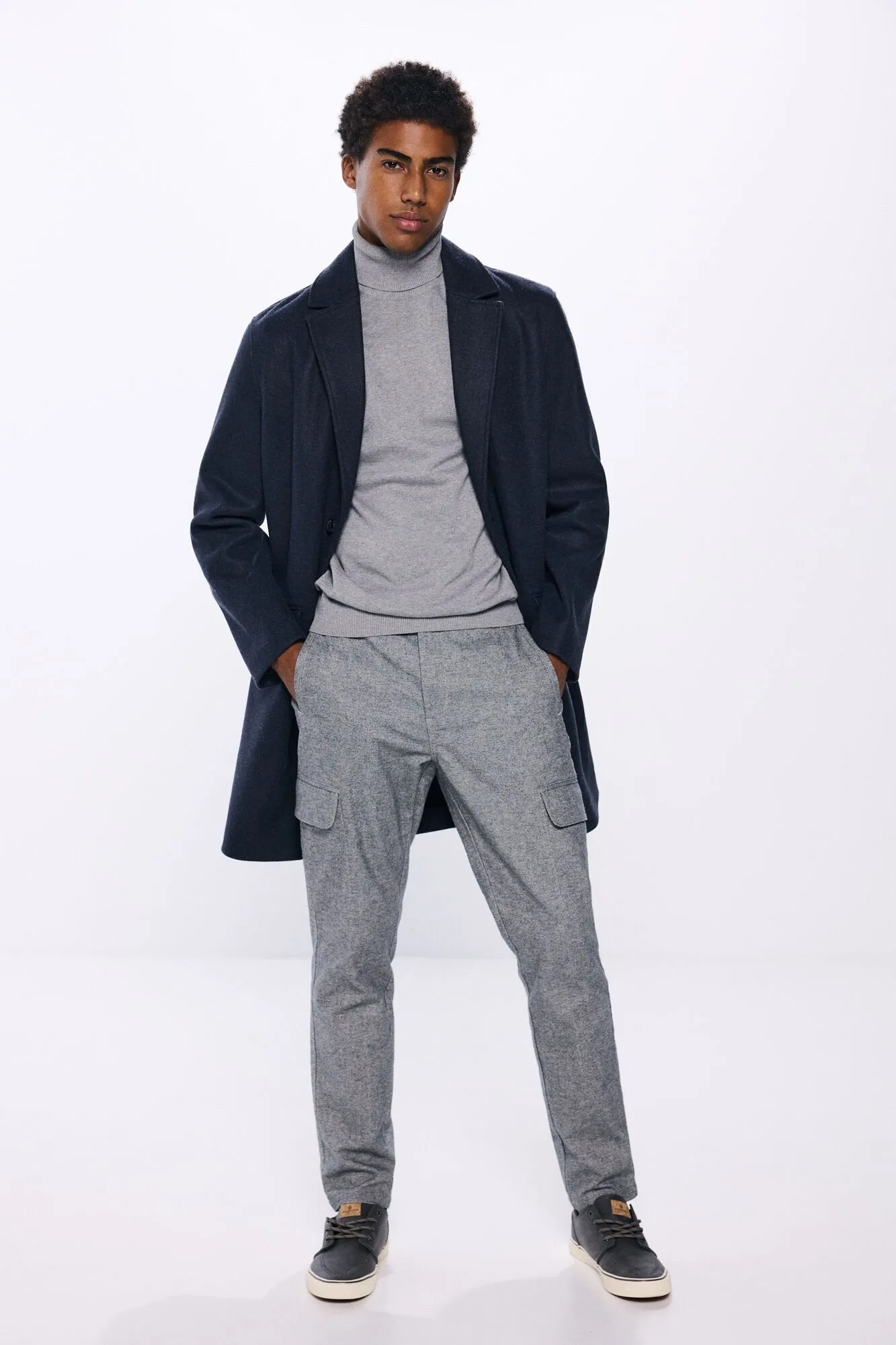 Short Wool -Effect Parka - Blue