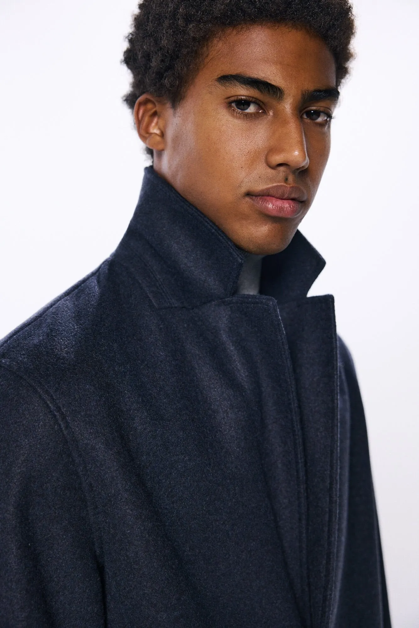 Short Wool -Effect Parka - Blue