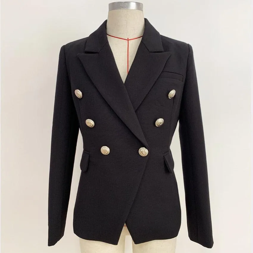 Silver Lion Buttons Double Breasted Blazer Jacket