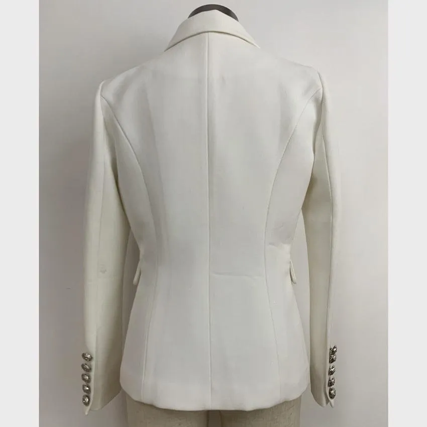Silver Lion Buttons Double Breasted Blazer Jacket